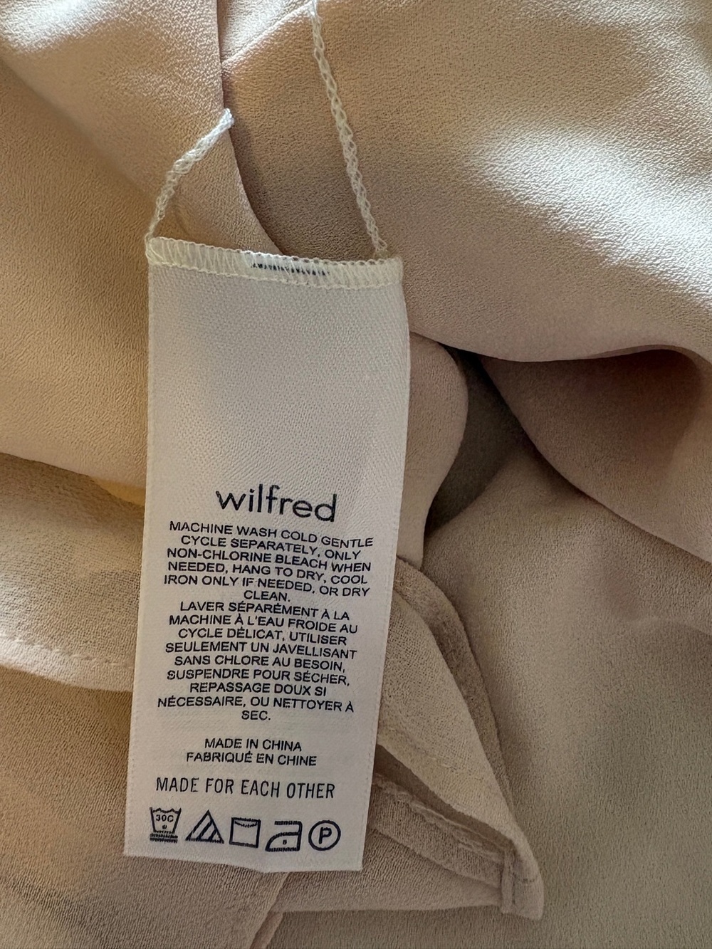Aritzia Wilfred Bella Dress Beige Sz large Smocked Bodice High Slit Long Sleeve - Picture 8 of 15